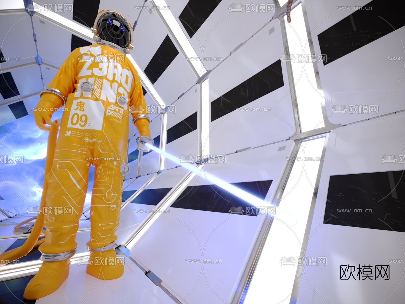 现代太空舱宇航员3d模型
