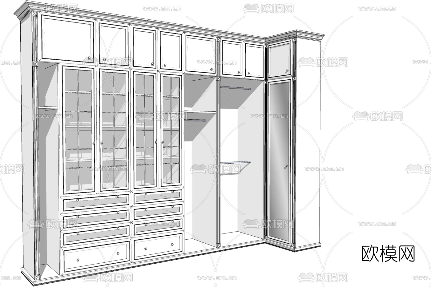 现代实木装饰柜免费su模型下载