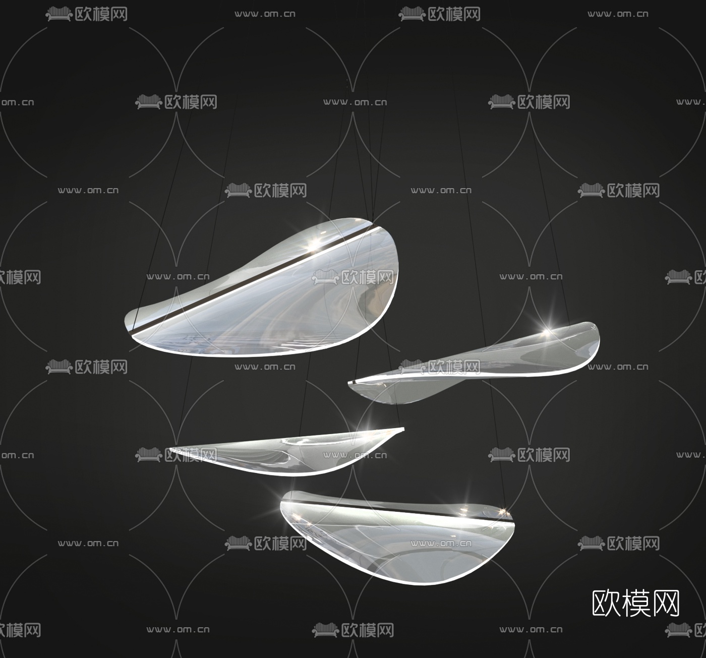 现代弧形装饰灯3d模型