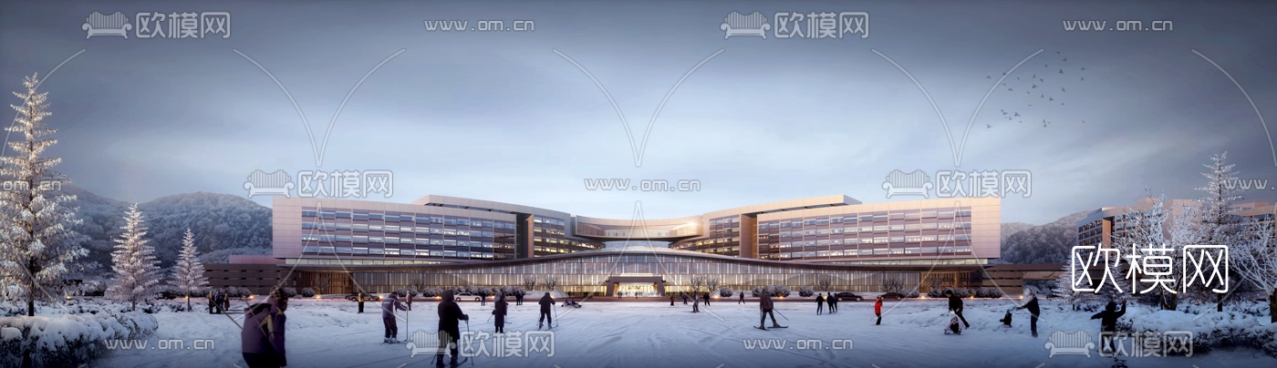 现代办公楼建筑外观3d模型