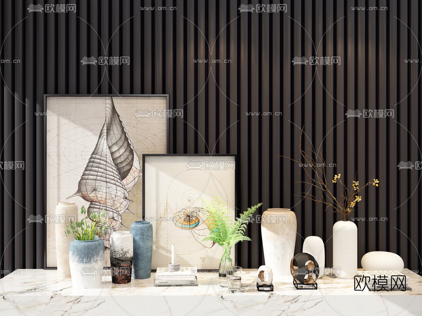 现代装饰画陶瓷摆件3d模型