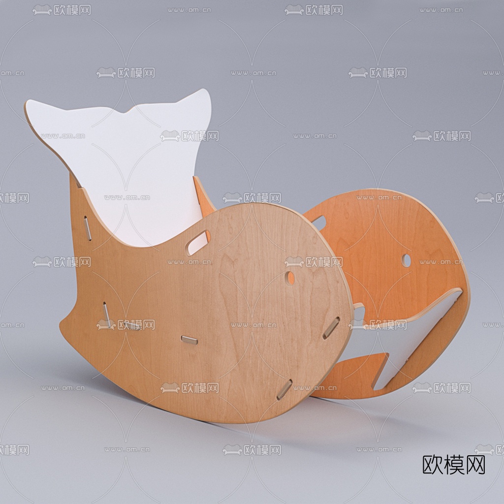 现代简约儿童椅3d模型下载（渲染图1）