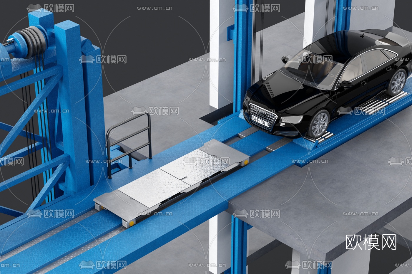 工业风自动停车升降机3d模型下载（渲染图2）