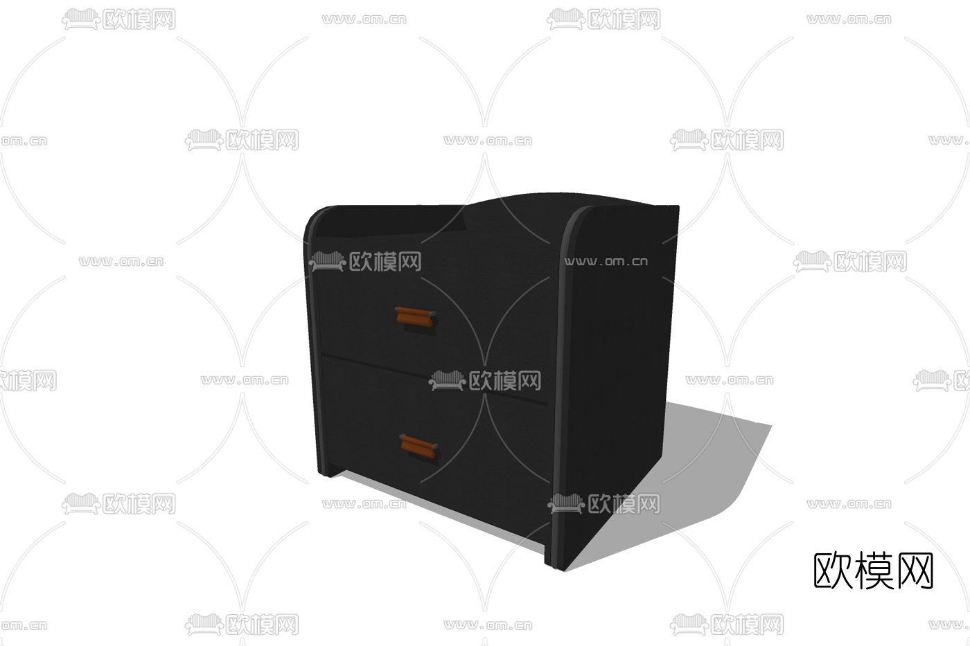 现代实木床头柜免费su模型下载