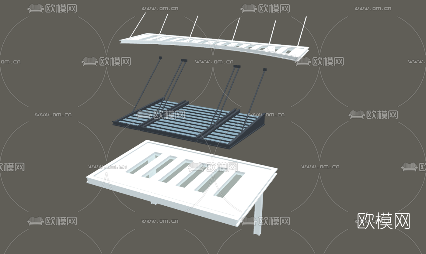 现代玻璃雨棚su模型