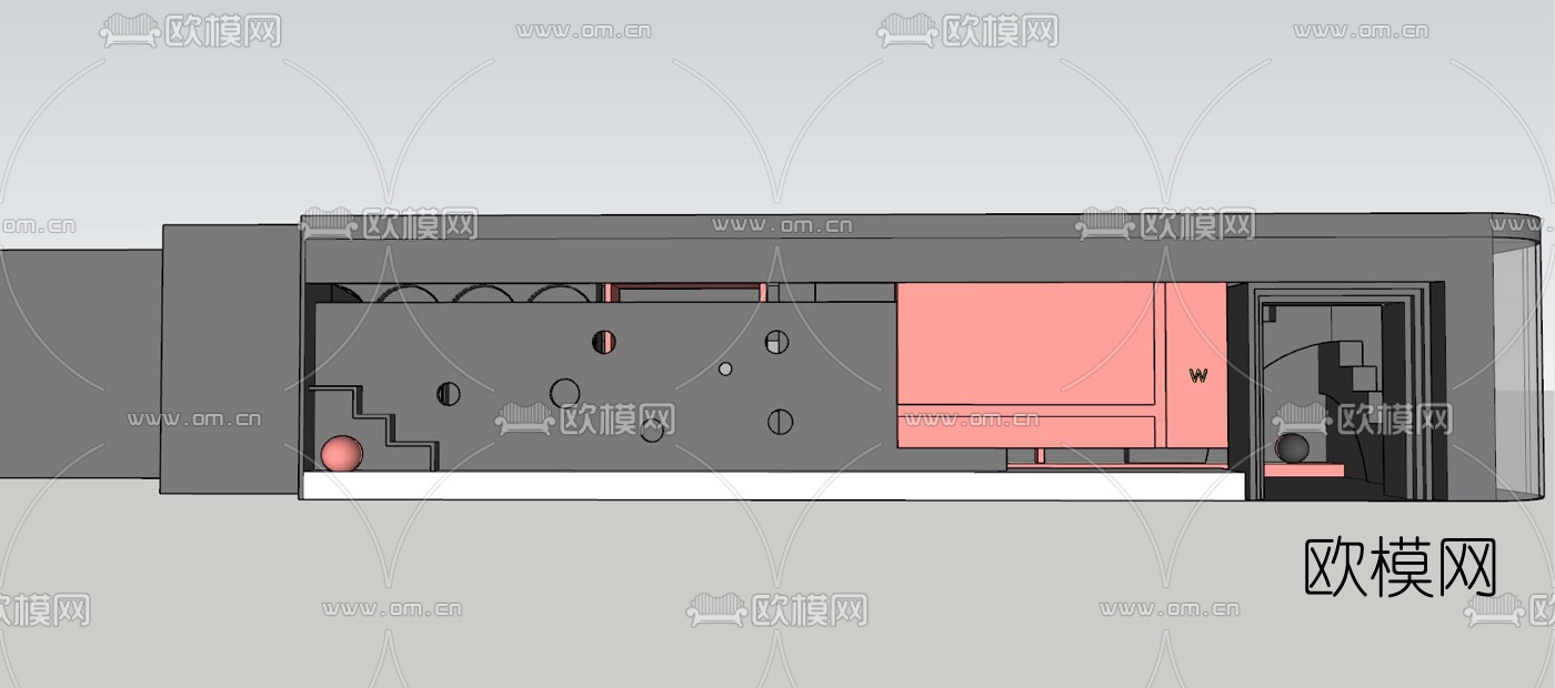 现代网红展厅su模型下载（渲染图1）
