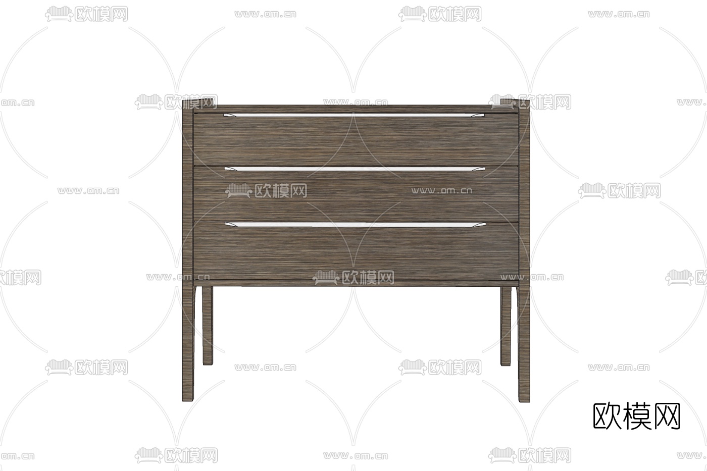 现代实木边柜免费su模型下载