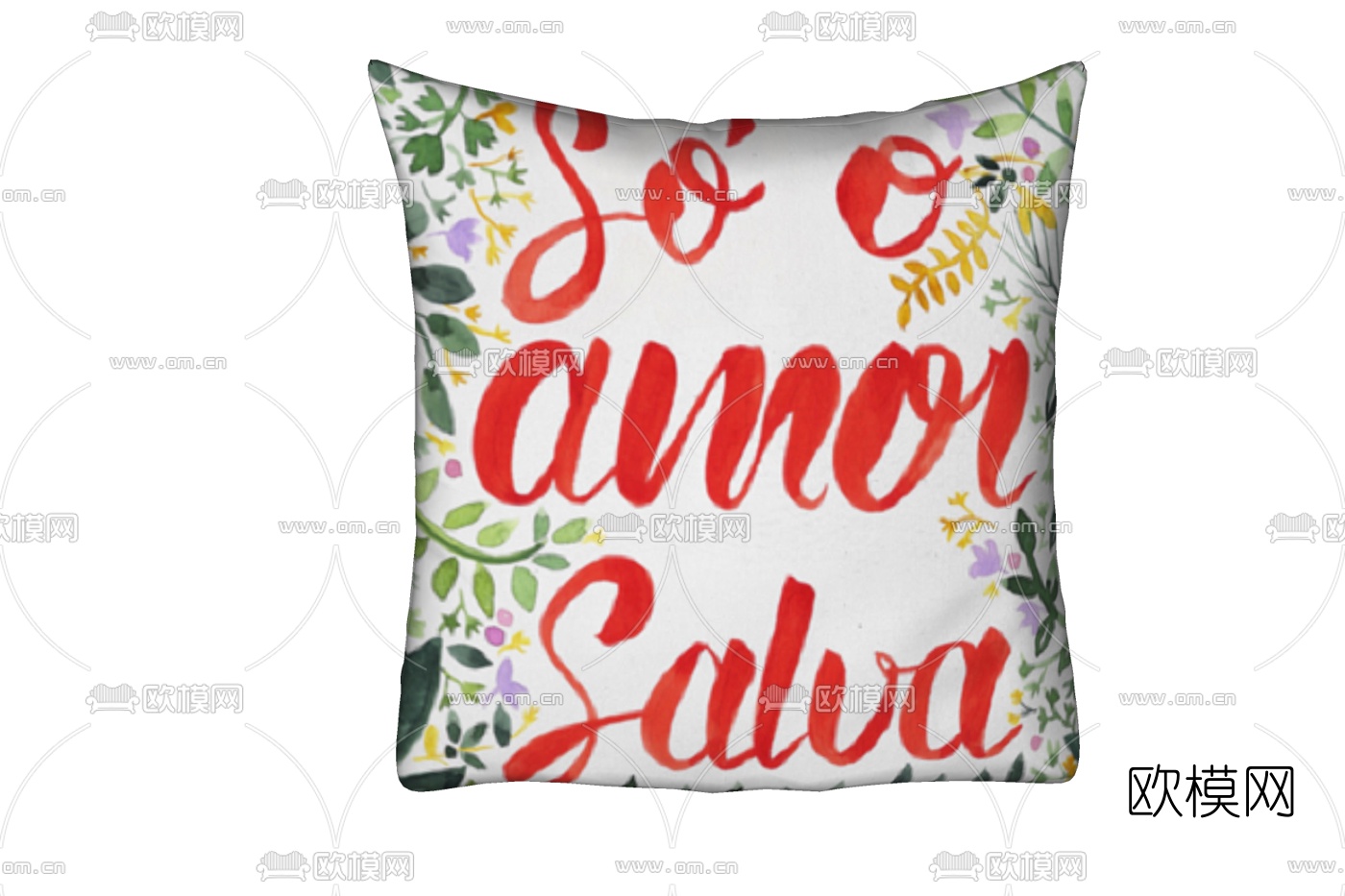 现代布艺花卉抱枕免费su模型下载