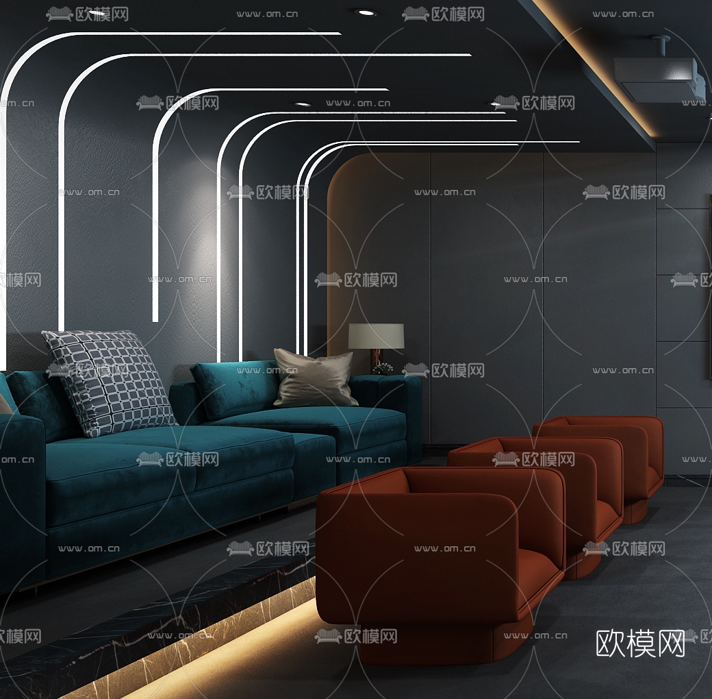 现代影音室3d模型