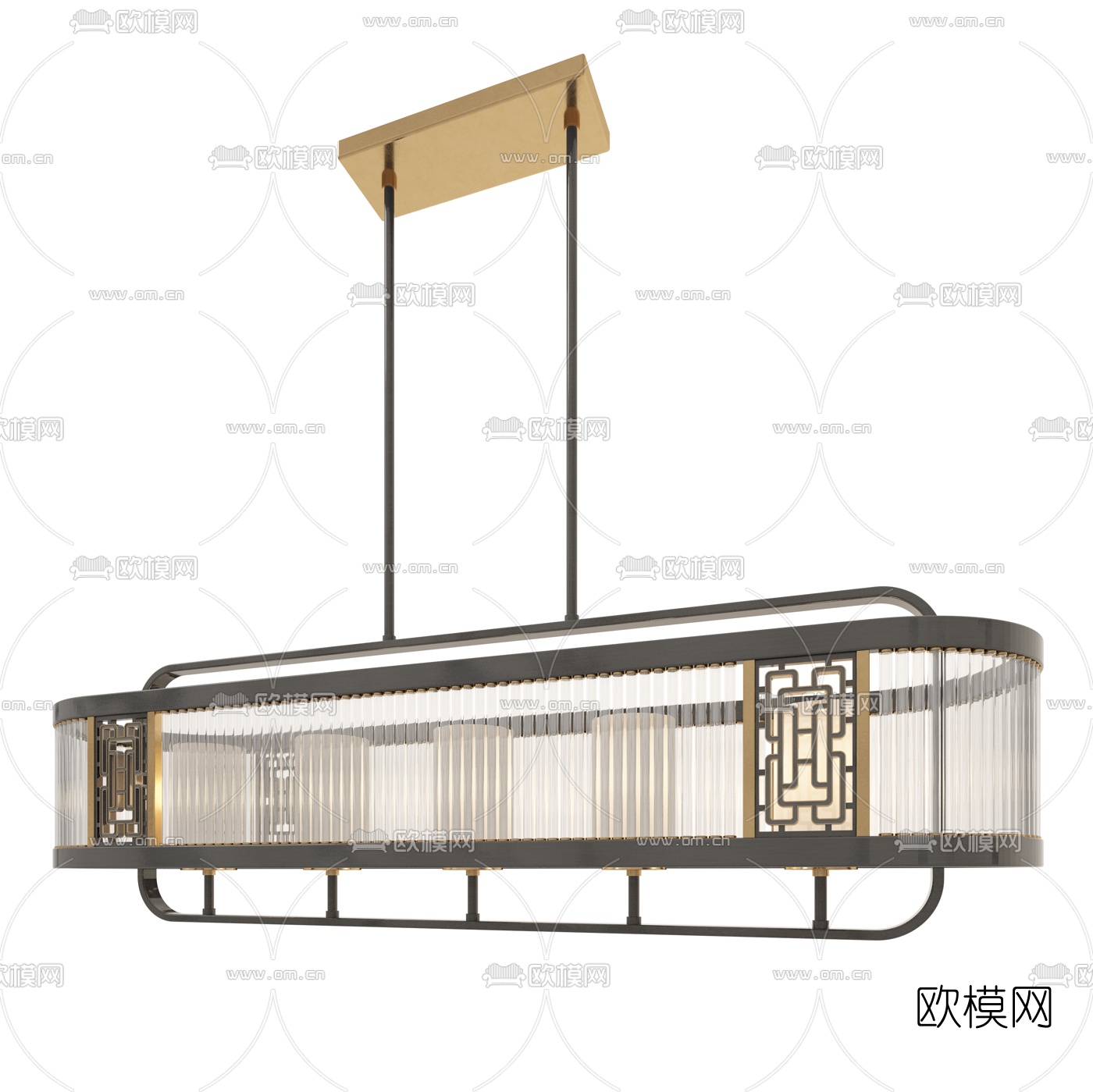 新中式金属吊灯3d模型