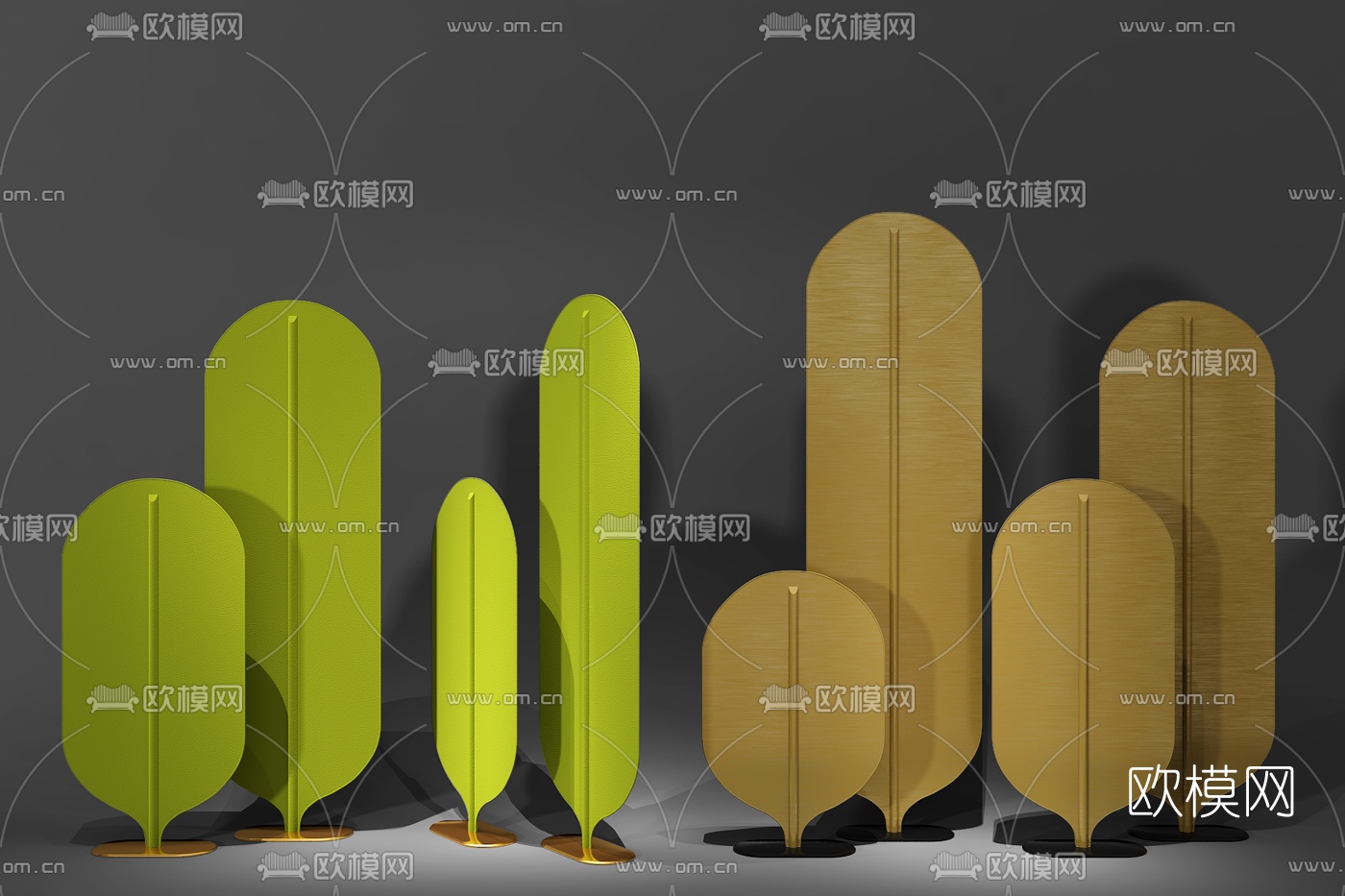 现代扇子屏风隔断3d模型下载（渲染图1）