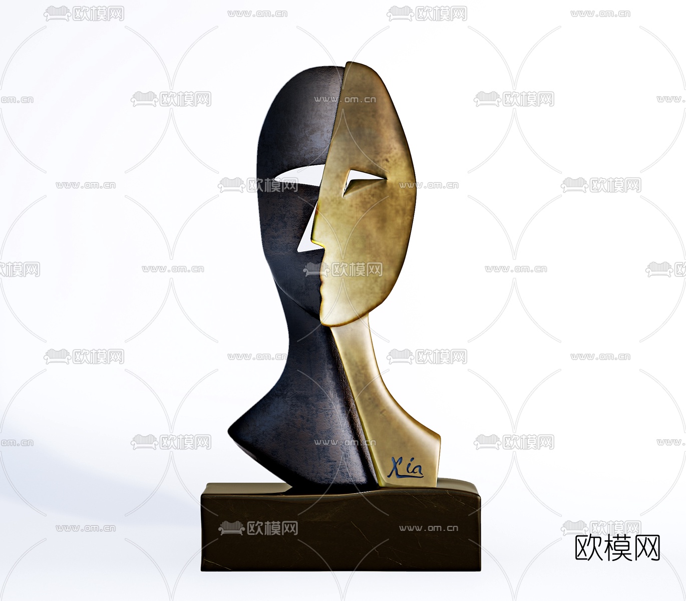 现代抽象人物雕塑摆件3d模型