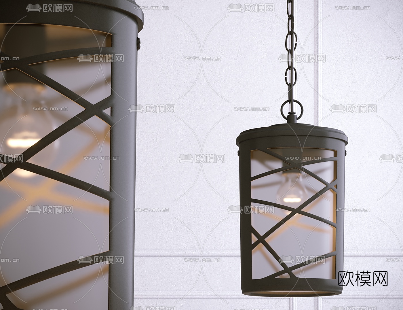 工业风铁艺吊灯3d模型下载