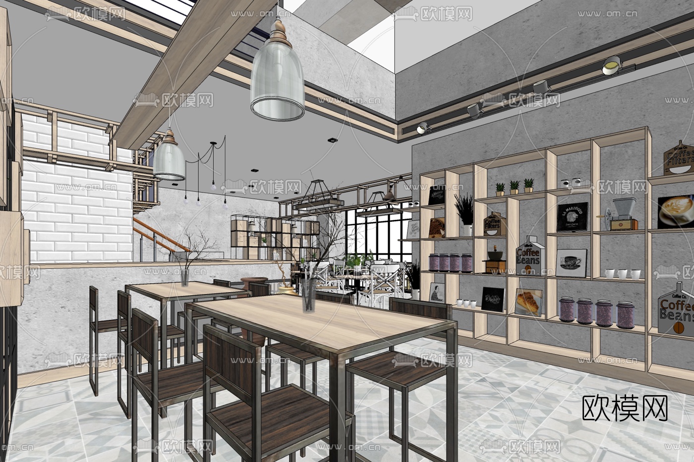 新中式奶茶店免费su模型下载