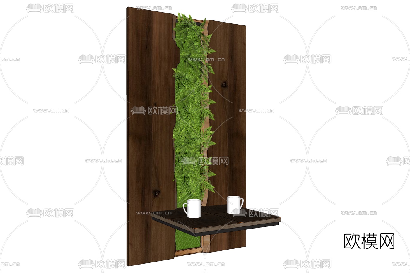 现代绿植墙免费su模型下载