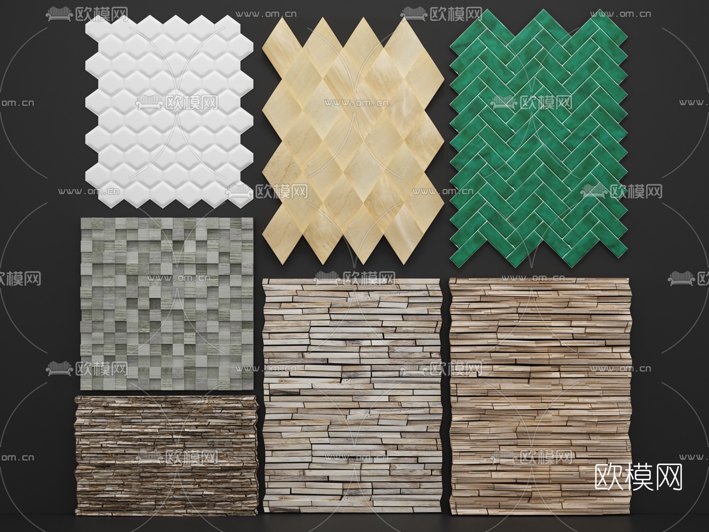 现代雕刻背景墙护墙板3d模型下载