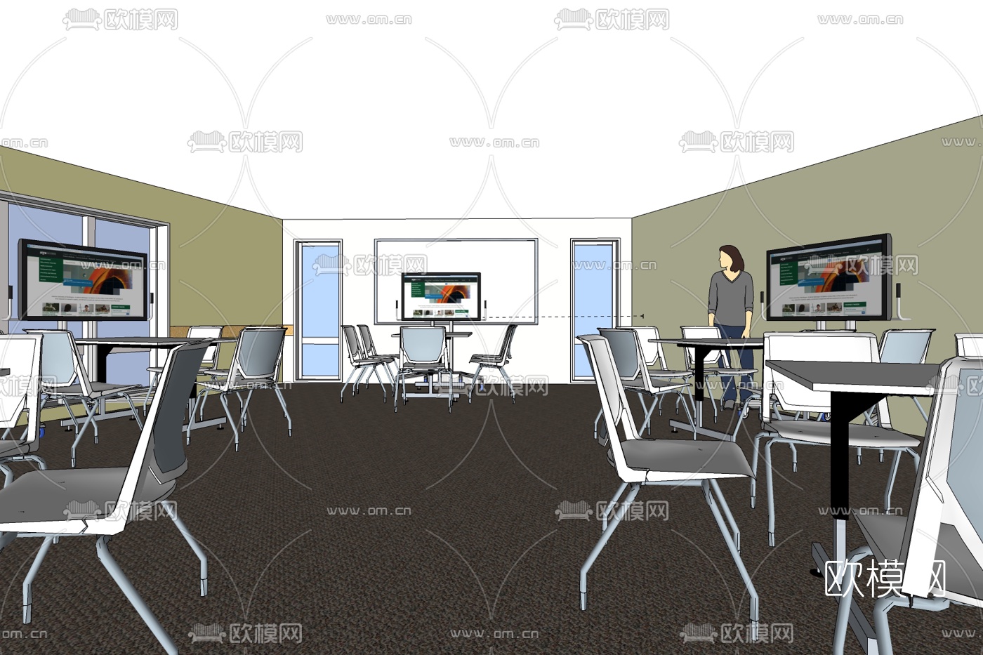 现代会议室免费su模型下载