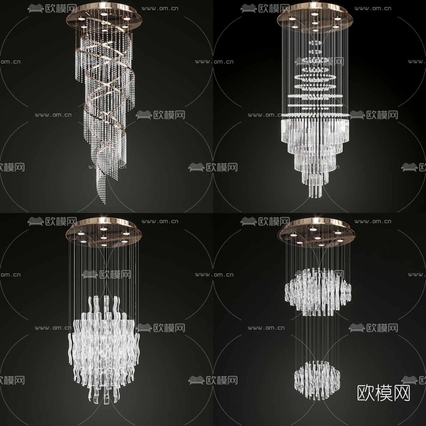 现代水晶装饰吊灯3d模型