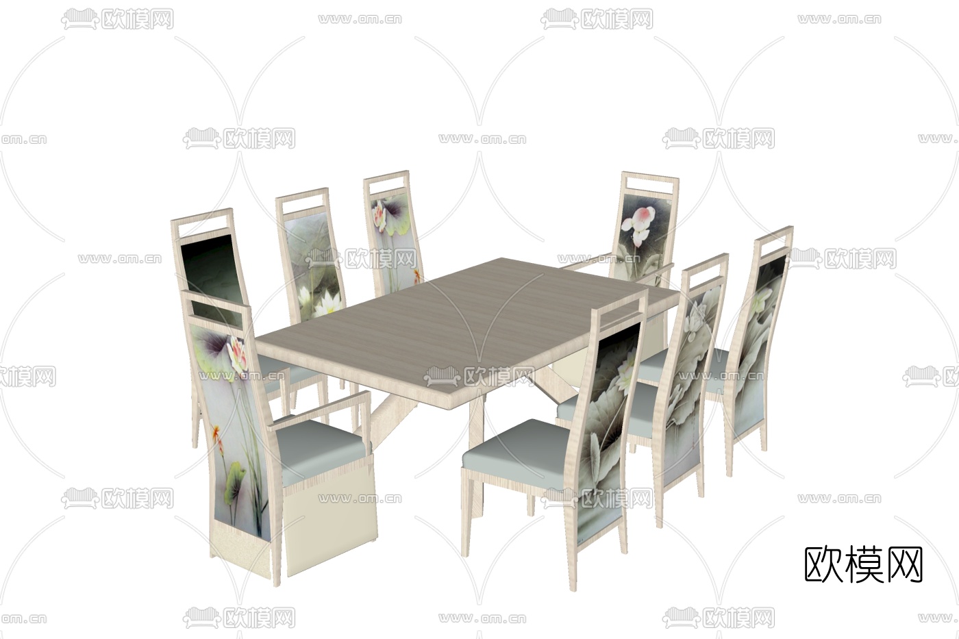 新中式实木餐桌椅免费su模型下载