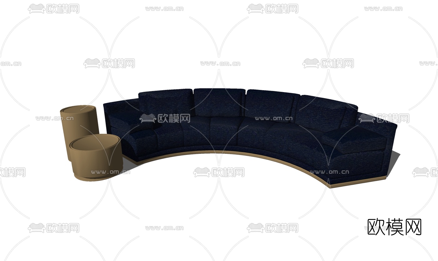 现代布艺弧形沙发su模型-免费3dmax模型库-欧模网