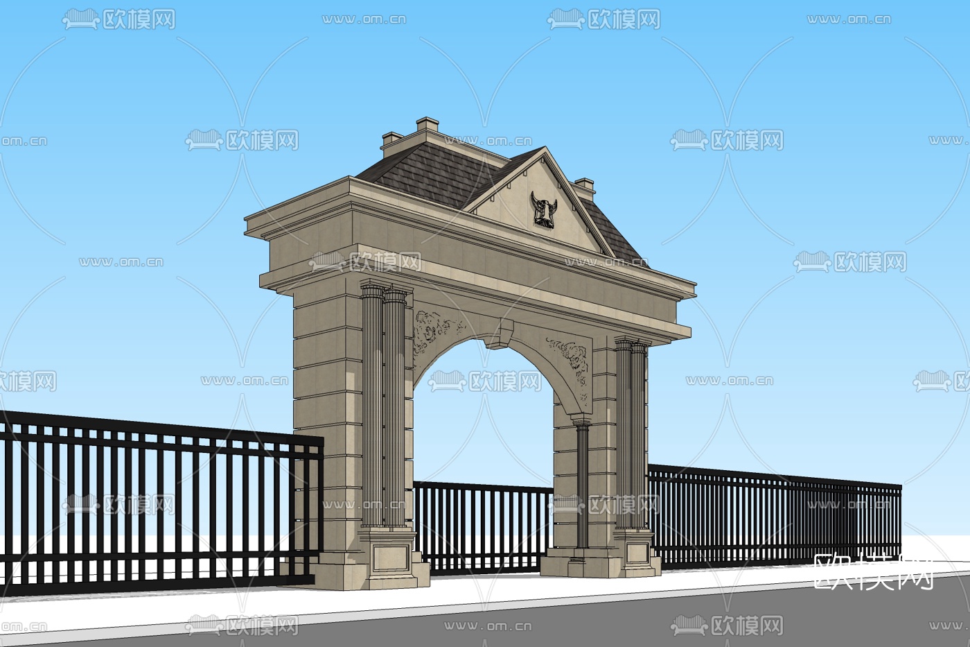 欧式大门免费su模型下载