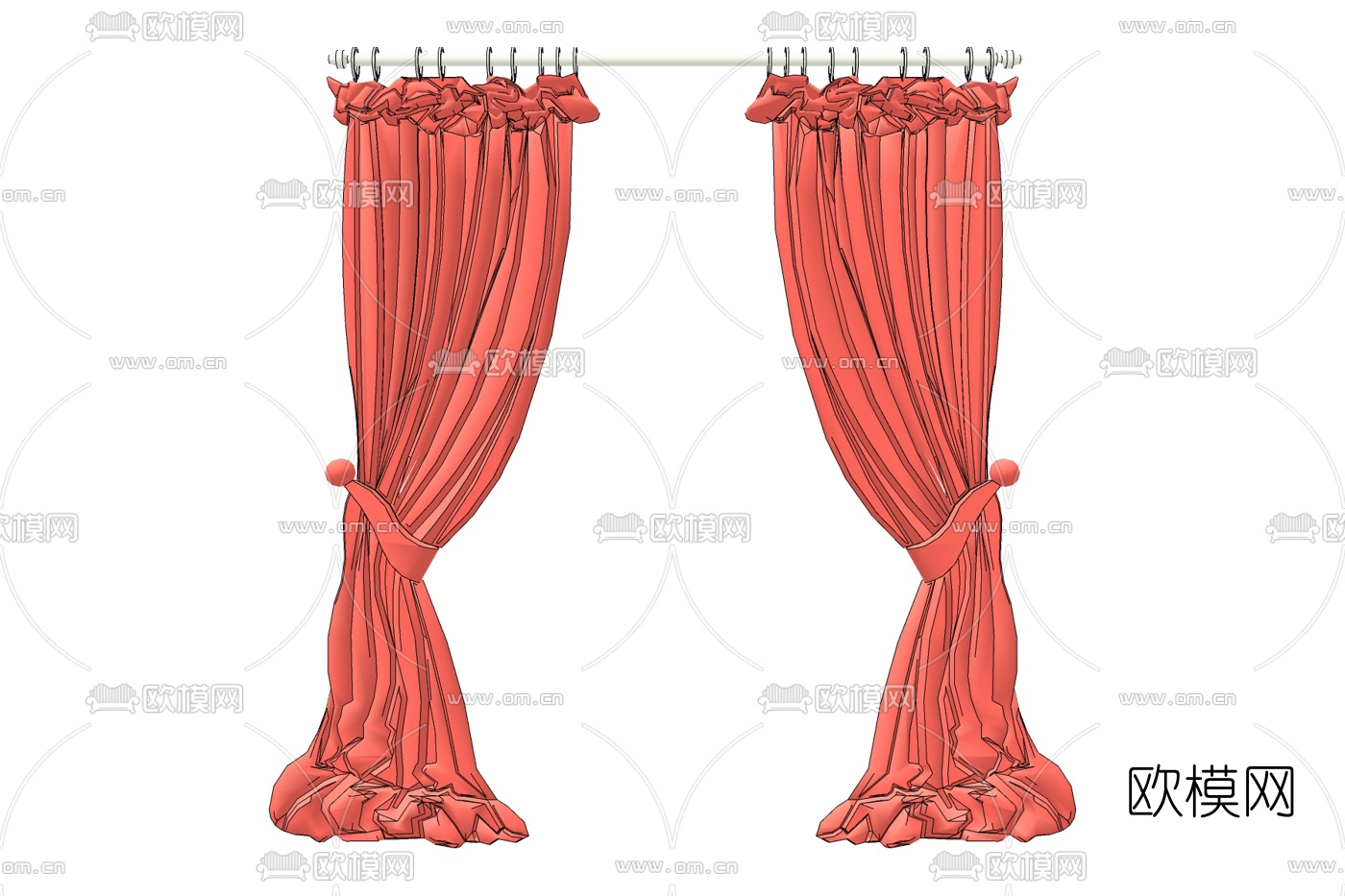 简欧窗帘免费su模型下载