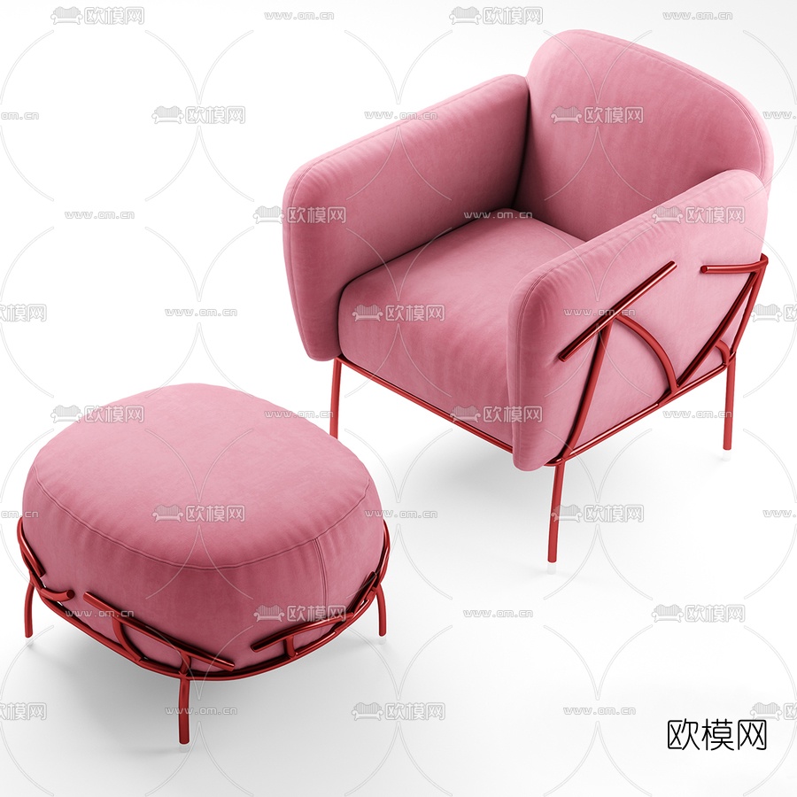 北欧布艺休闲沙发3d模型下载（渲染图1）