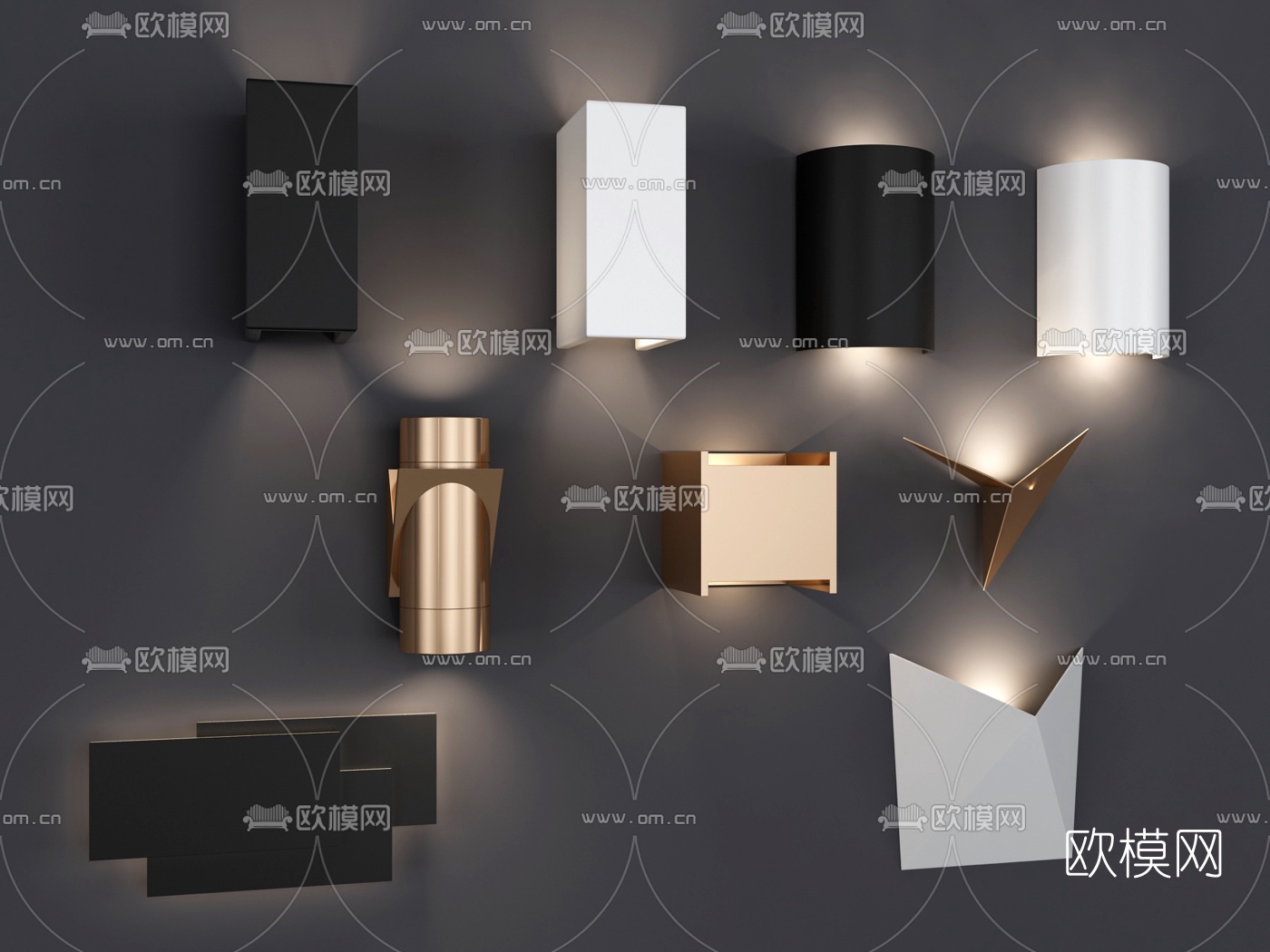 现代金属壁灯3d模型