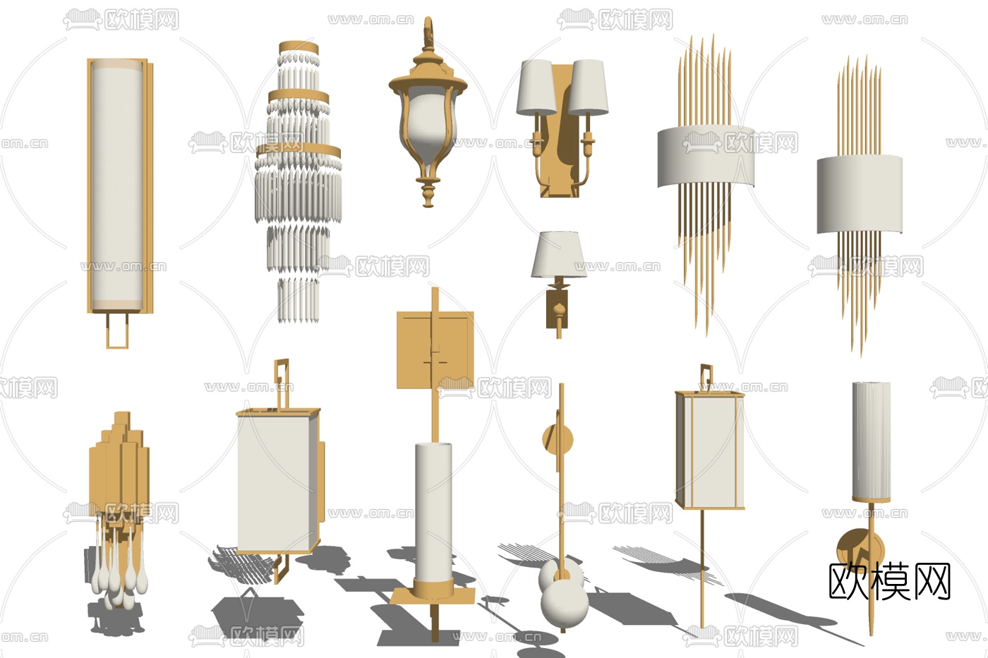 现代金属壁灯组合免费su模型下载