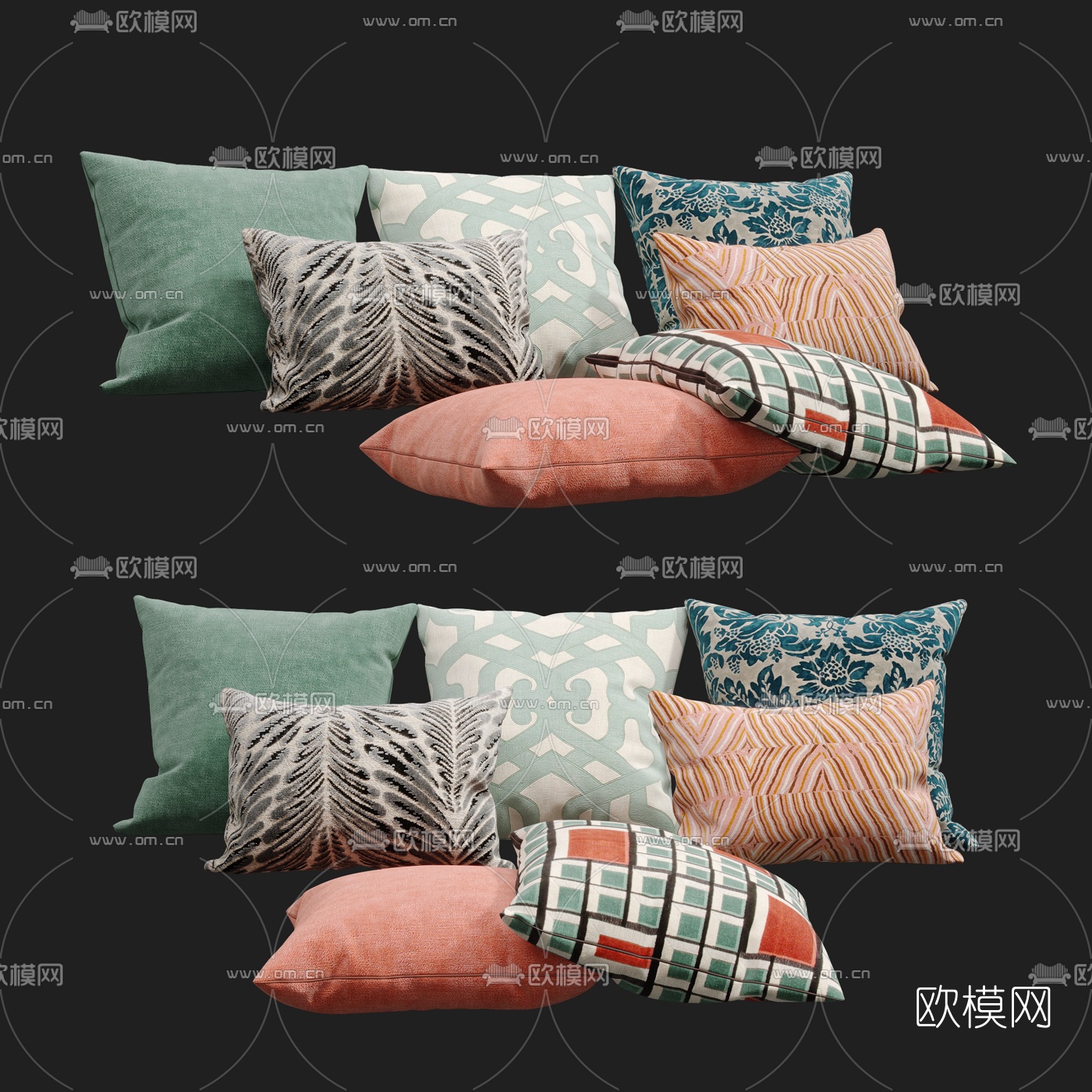 现代布艺枕头抱枕3d模型下载
