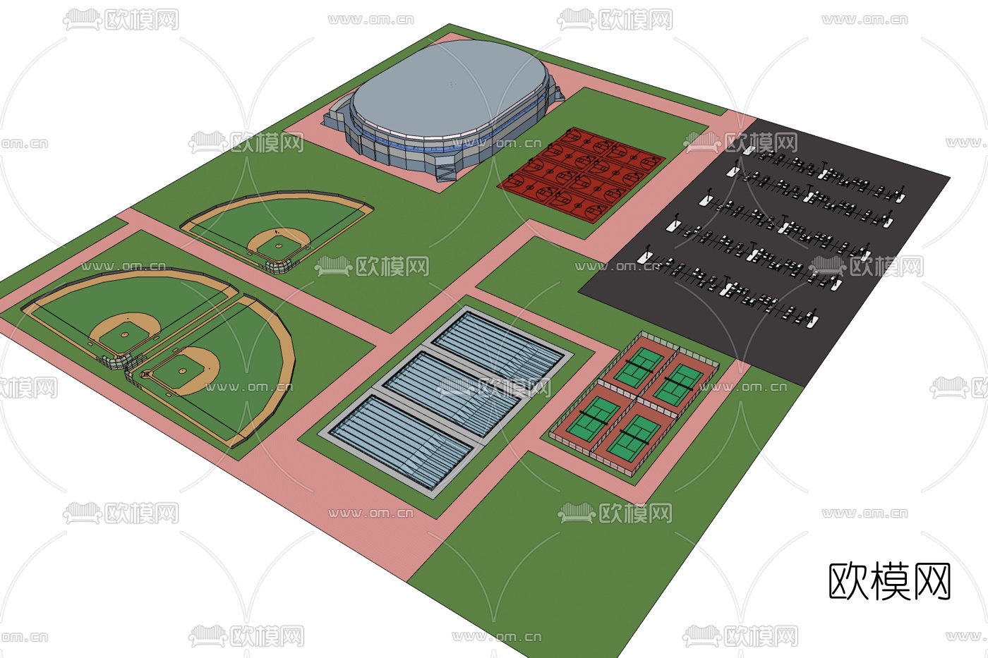 现代体育馆免费su模型下载