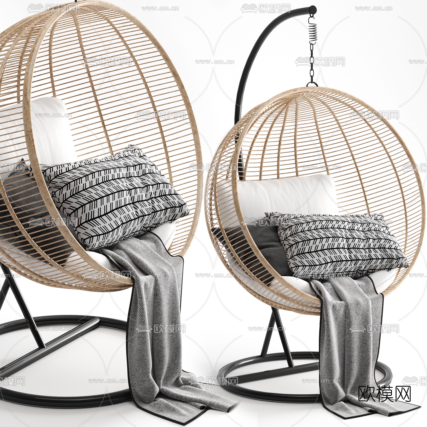 现代藤编吊椅3d模型