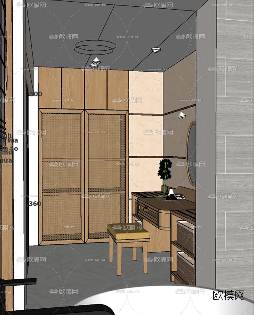 北欧主卧卫生间su模型下载（渲染图3）
