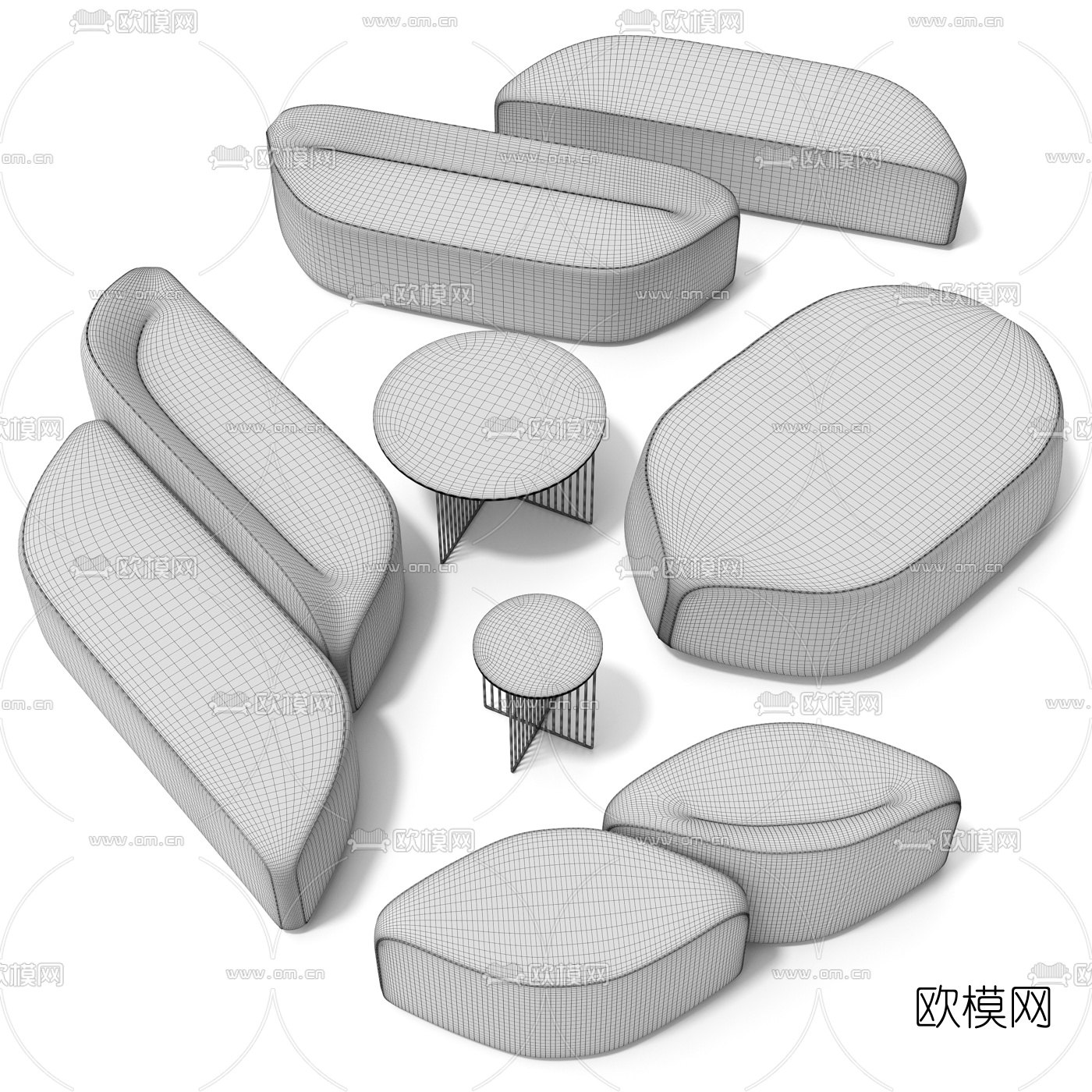 现代公共异形沙发3d模型