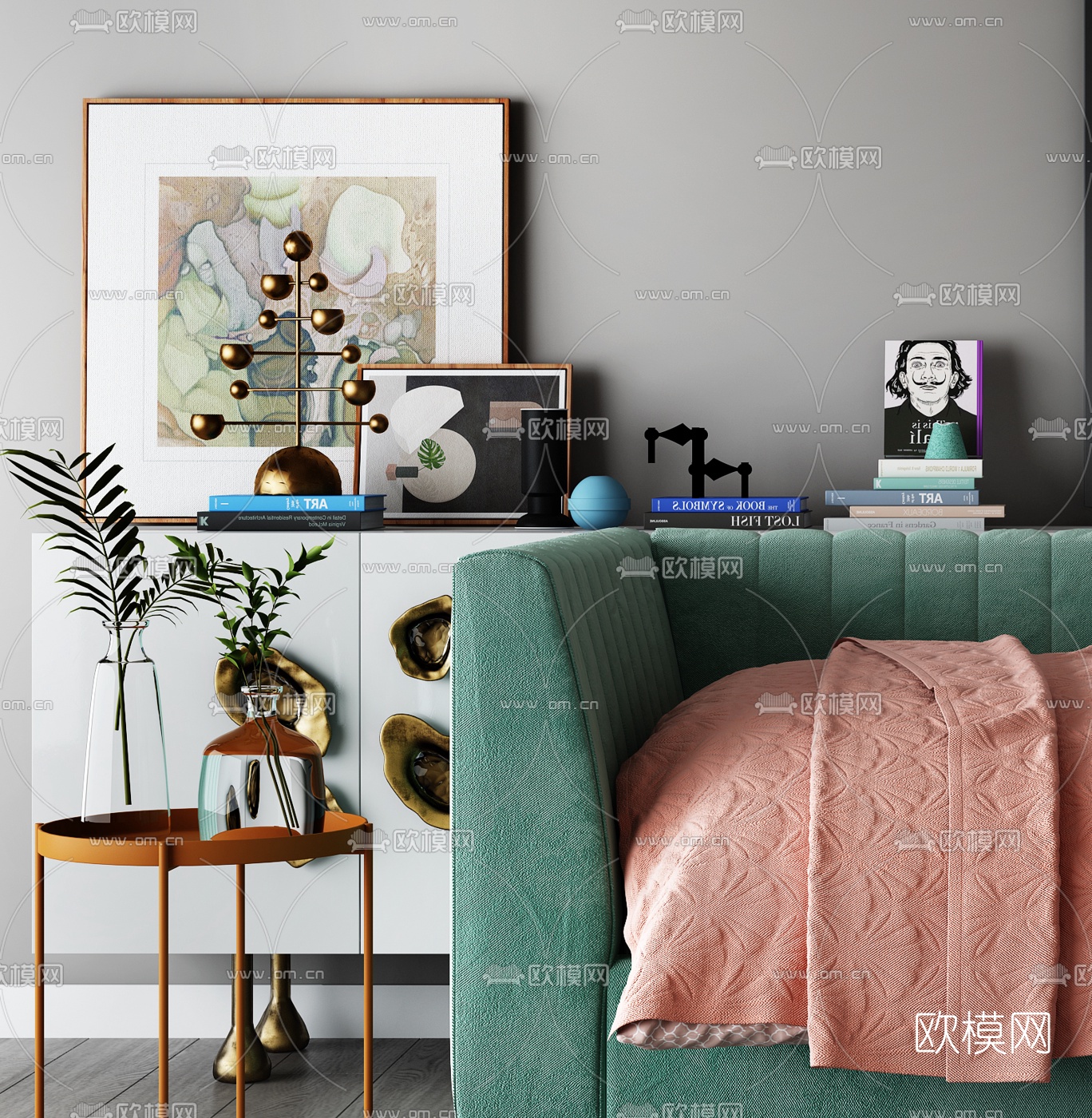 现代布艺沙发床3d模型下载（渲染图2）