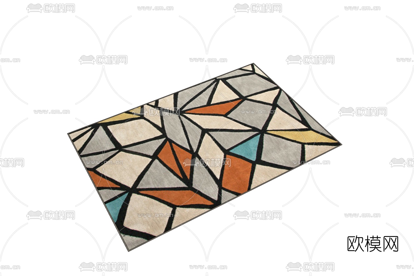 现代布艺地毯免费su模型下载