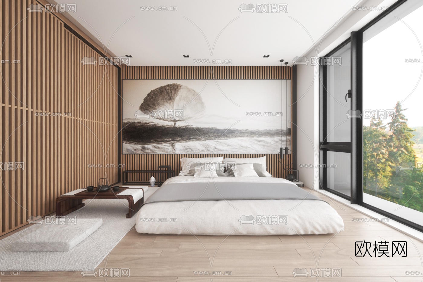 艾哈迈杰设计 日式禅意榻榻米卧室3d模型下载