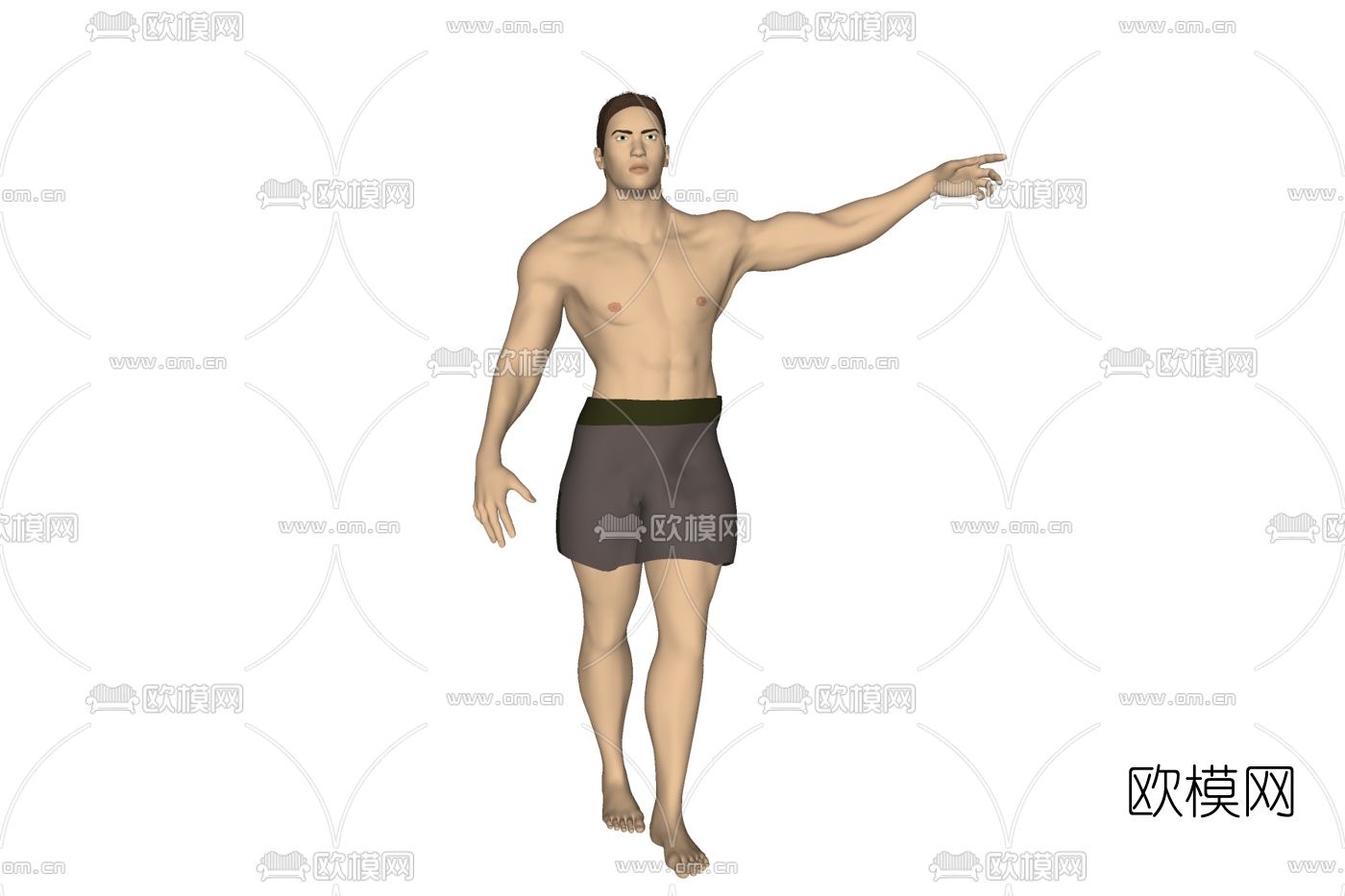 现代裸男站姿免费su模型下载