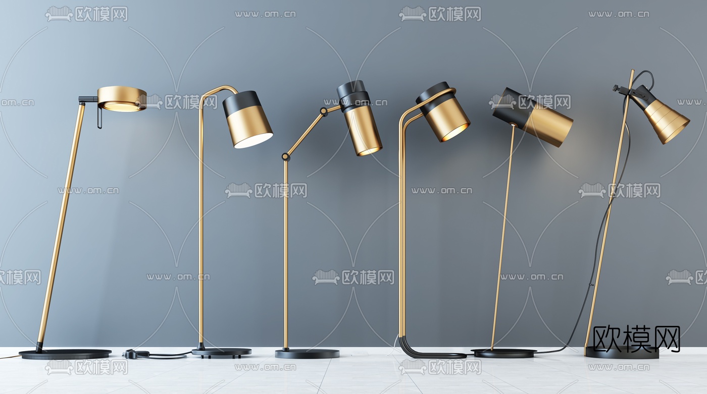 现代金属落地灯3d模型下载