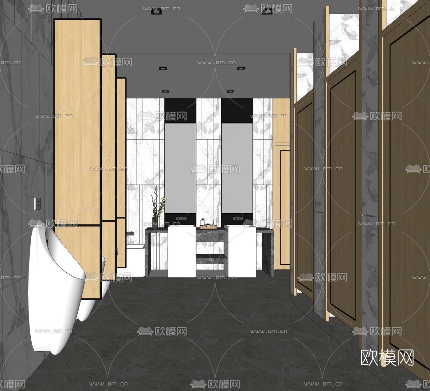 现代酒店公用卫生间su模型下载