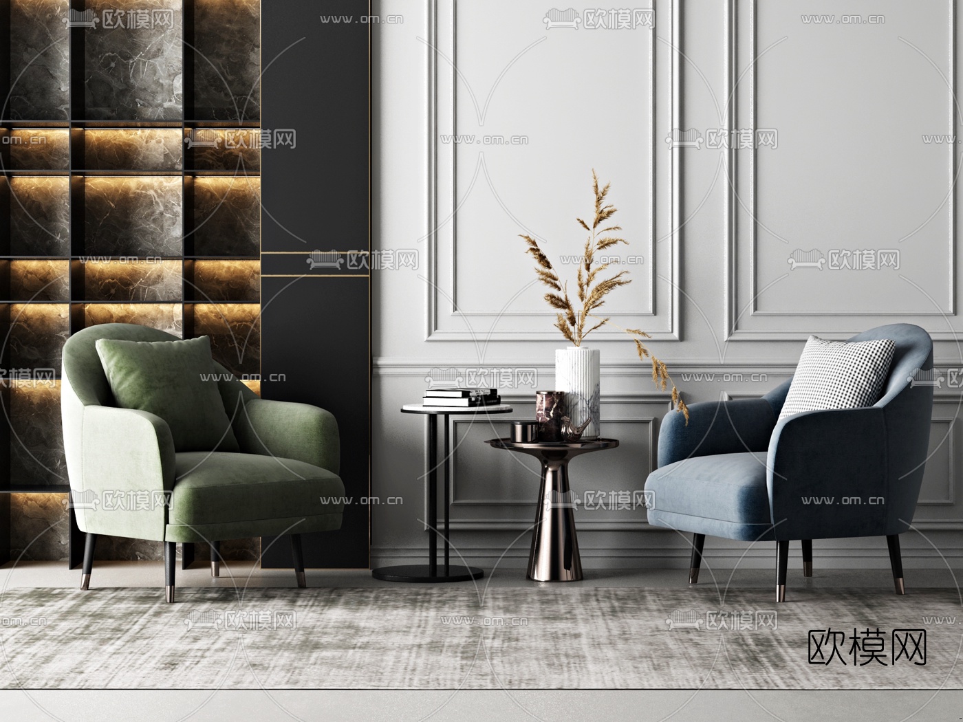 现代布艺单人沙发3d模型下载