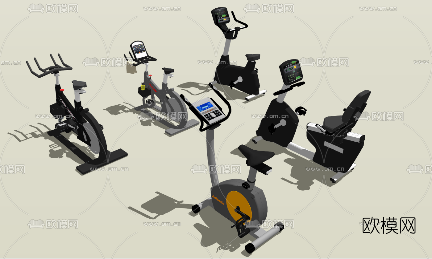 现代健身器械su模型下载（渲染图2）