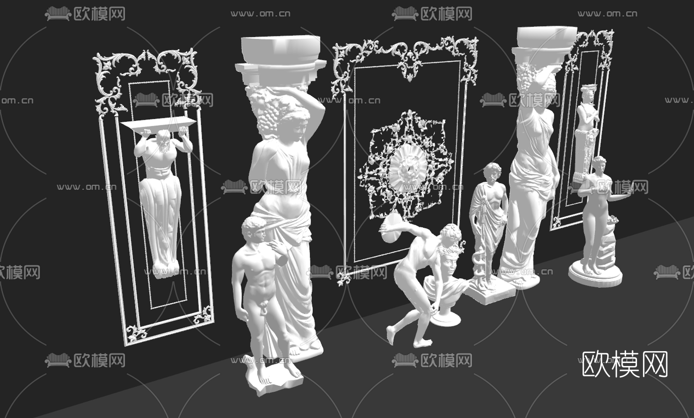 欧式人物雕塑su模型下载（渲染图2）