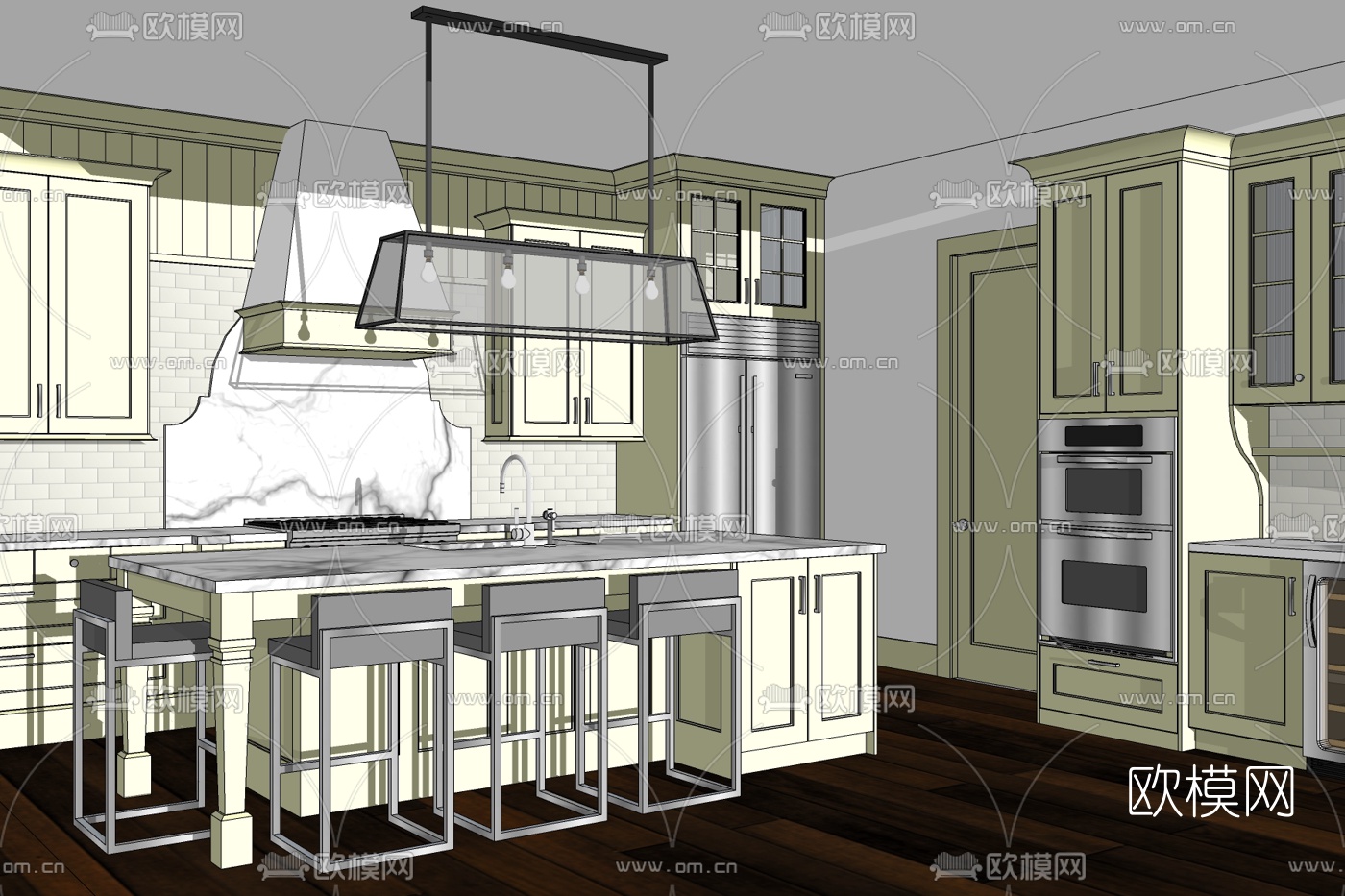 简欧厨房免费su模型下载