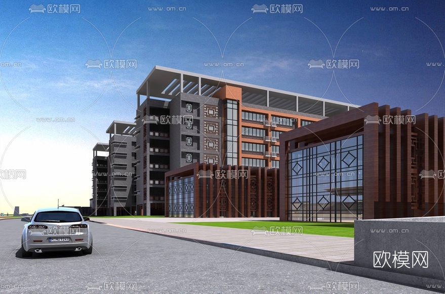现代学校鸟瞰3d模型下载(渲染图3)