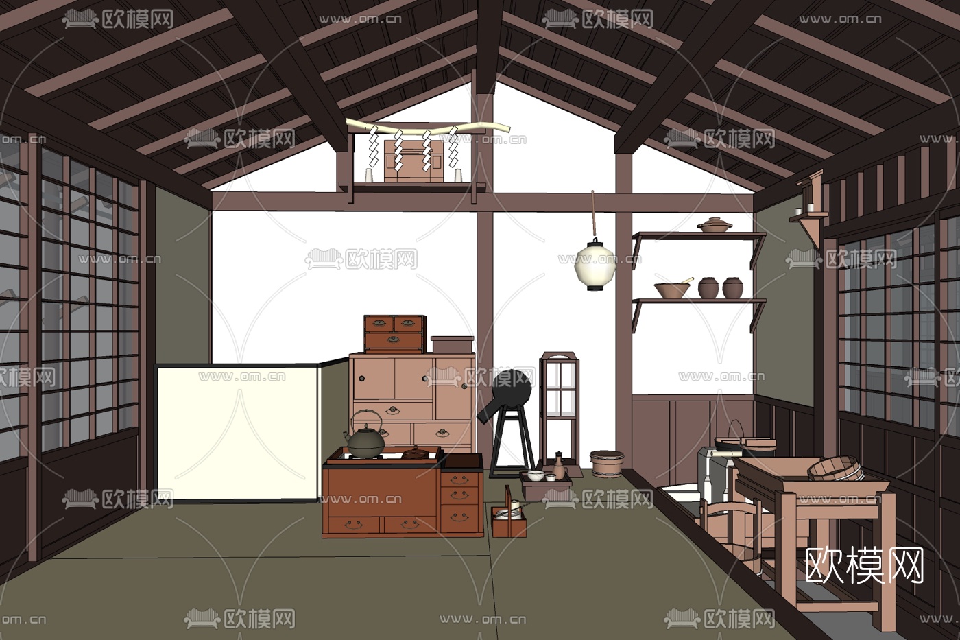 日式茶室免费su模型下载
