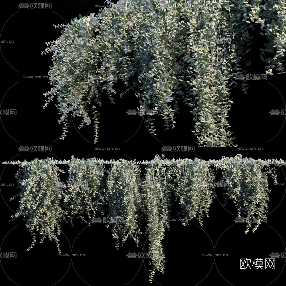 现代绿植藤蔓植物墙3d模型下载