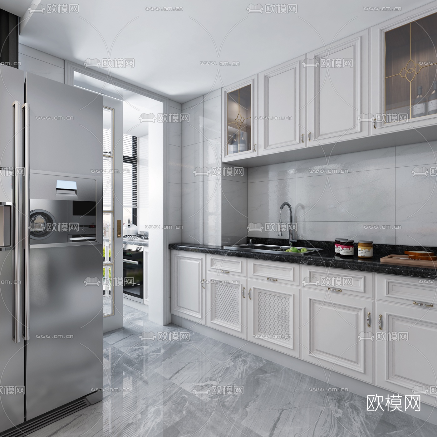 简欧客厅餐厅3d模型下载（渲染图4）