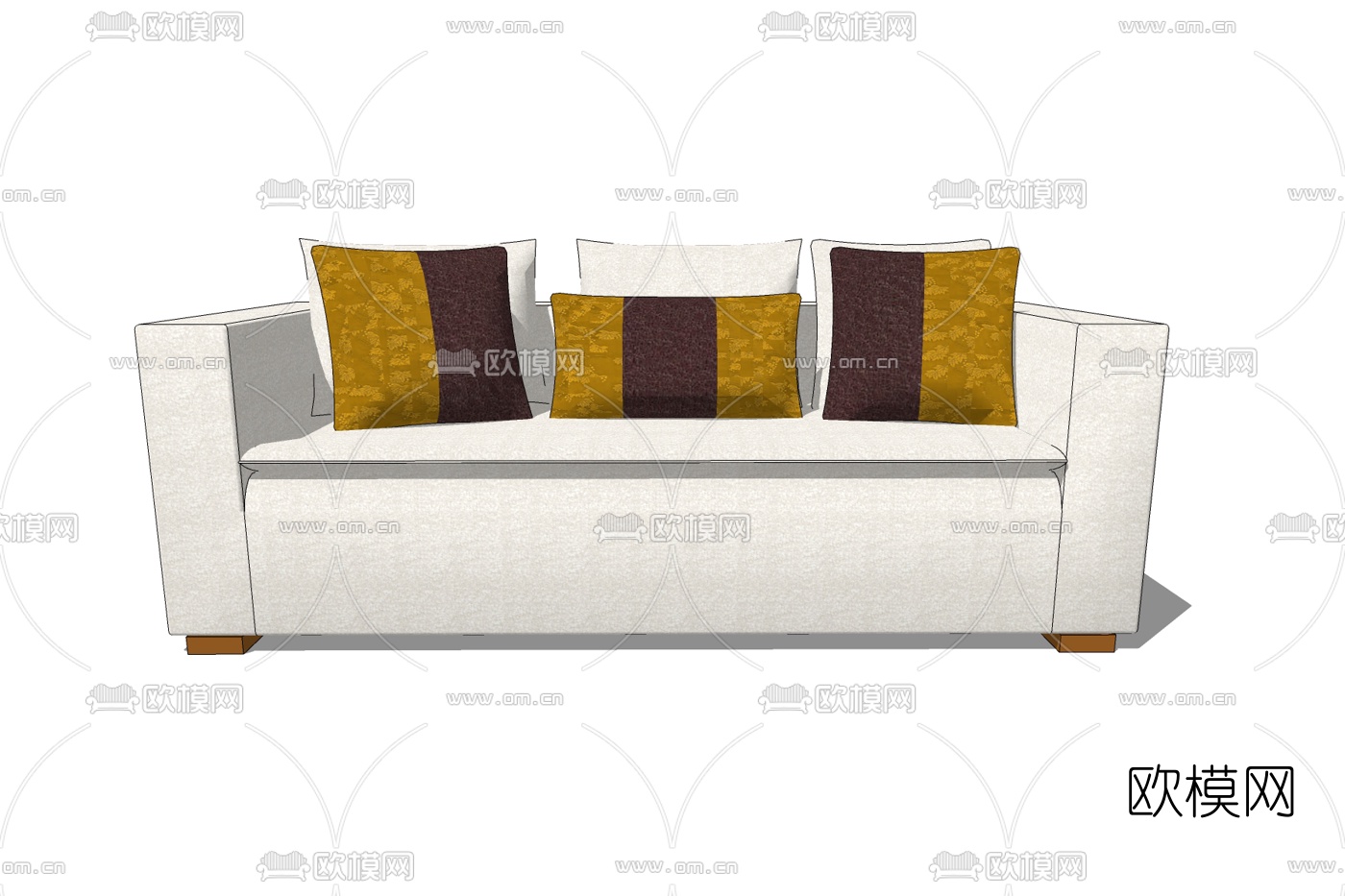 现代双人沙发免费su模型下载