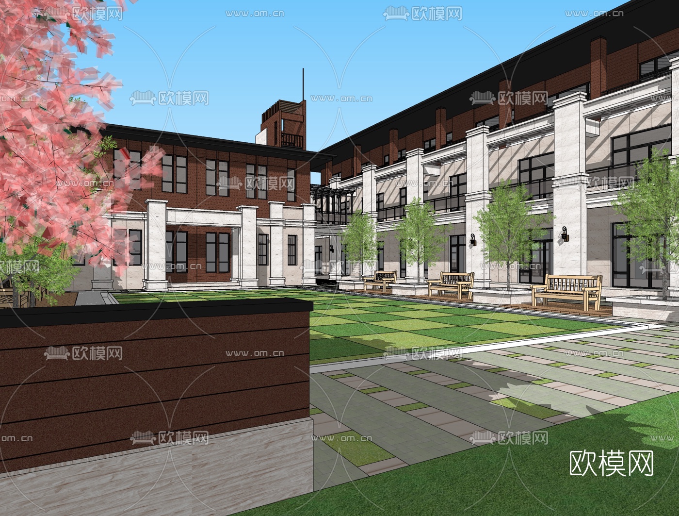 欧式幼儿园免费su模型下载（渲染图1）